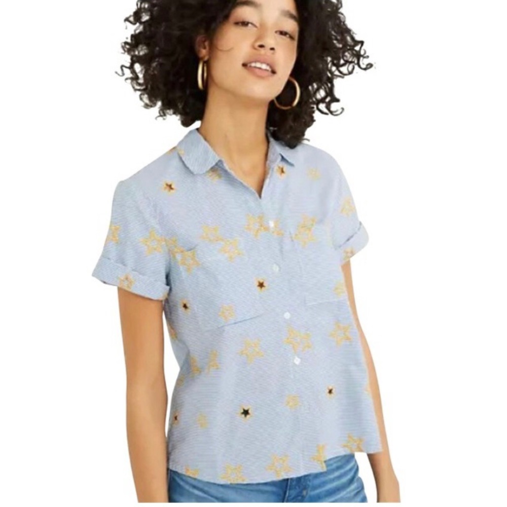 Madewell Star Embroidered Striped Shirt